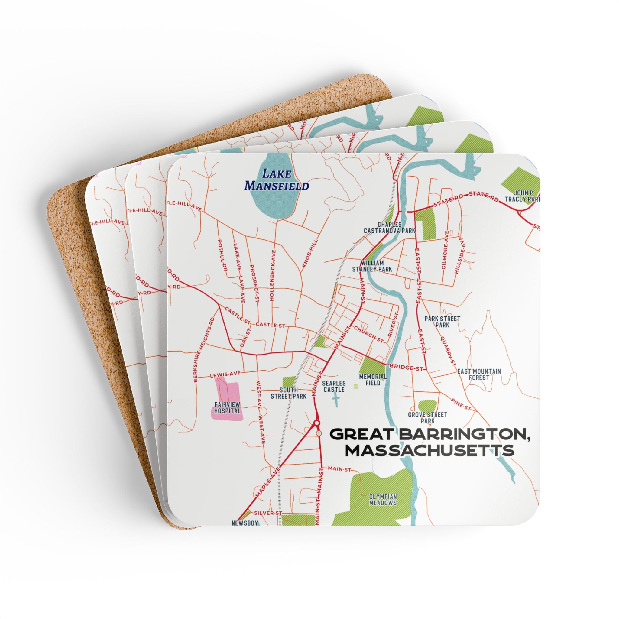 Custom Map Design of Your City & Town on Cork-Back Coaster