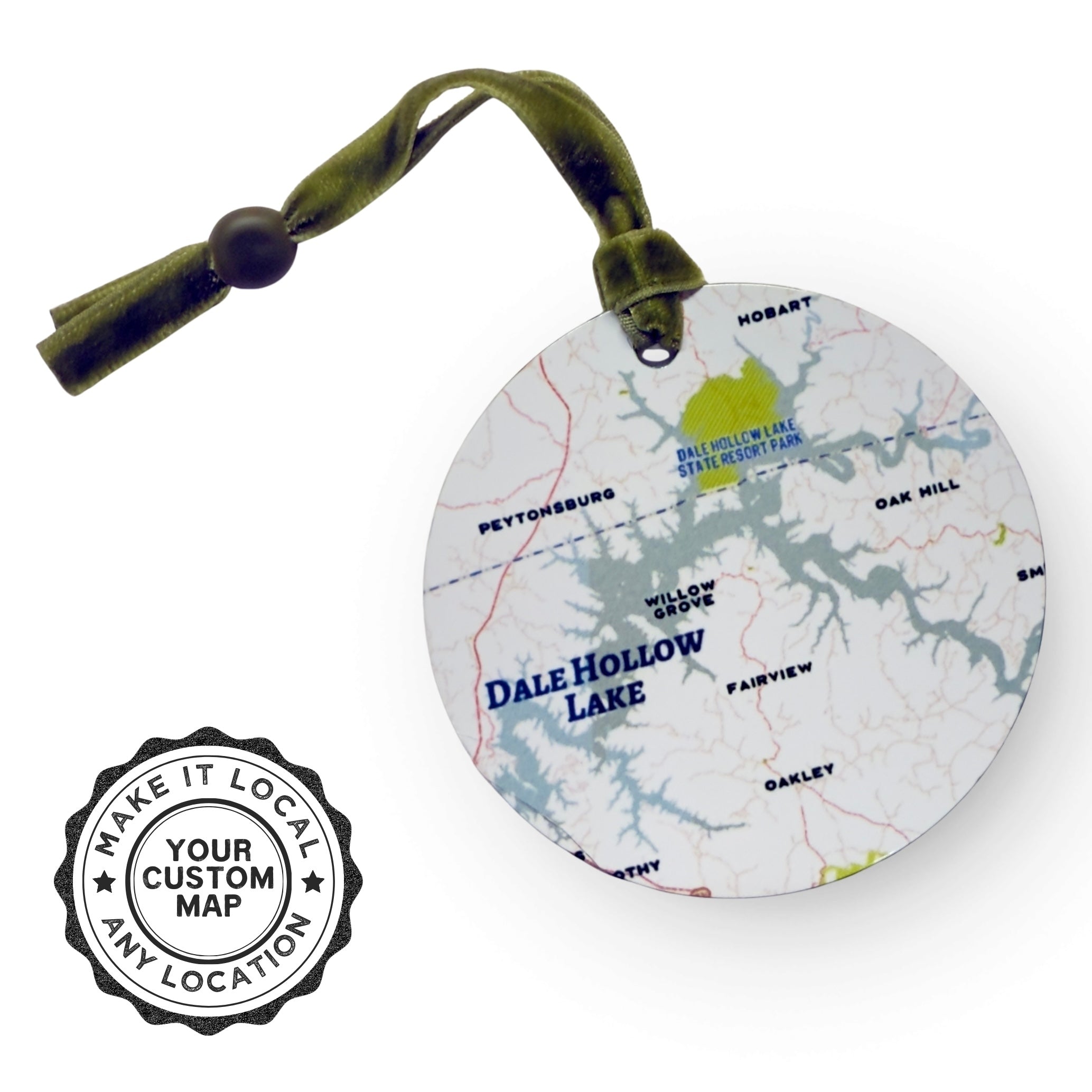 Custom City Map on Aluminum Glossy Metal Ornament