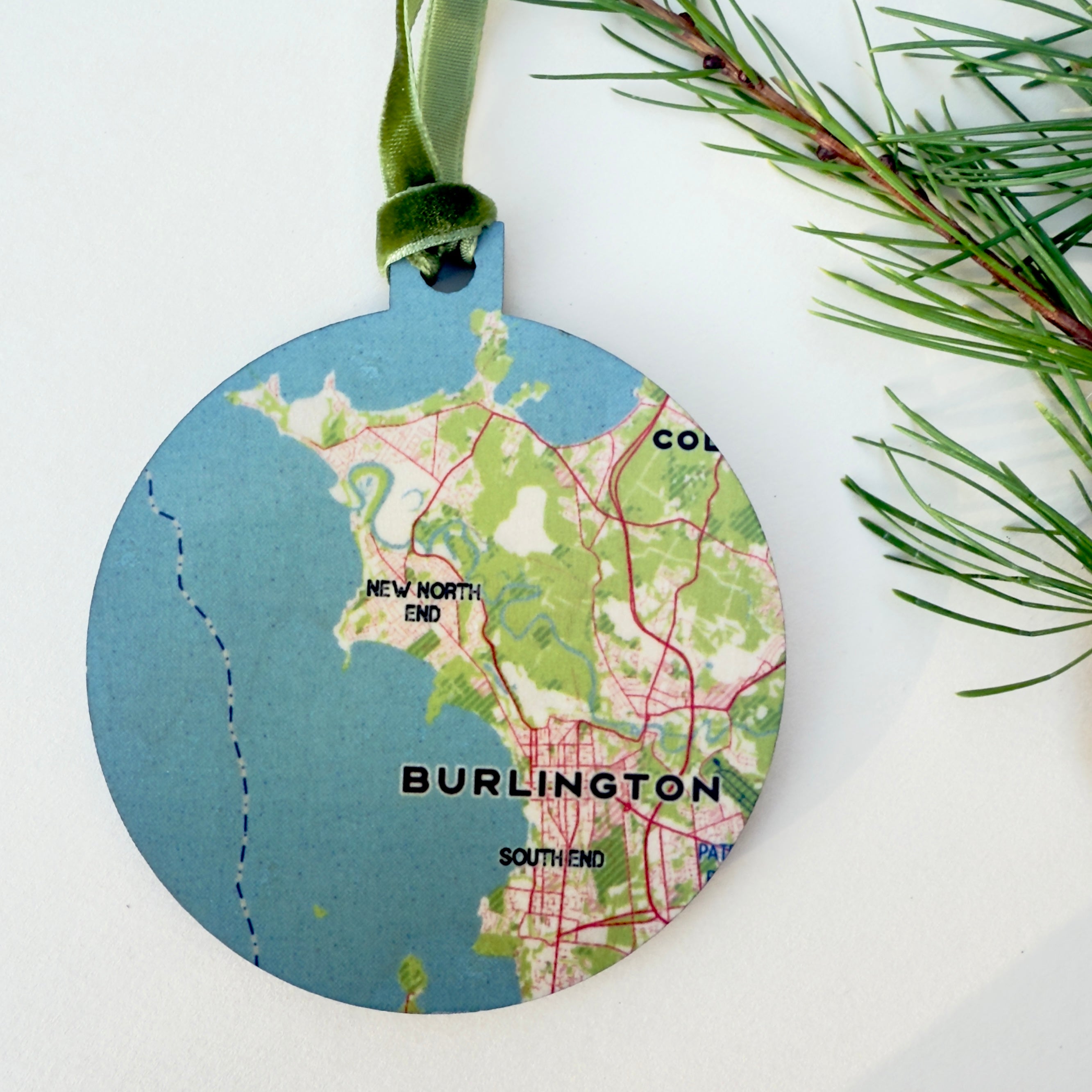 Custom City Map on Birch Wood Ornament