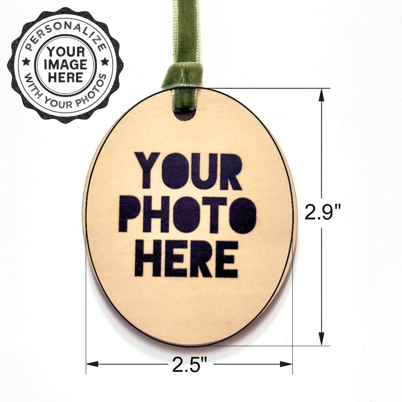 Personalized Photo on Oval Birch Wood Ornament