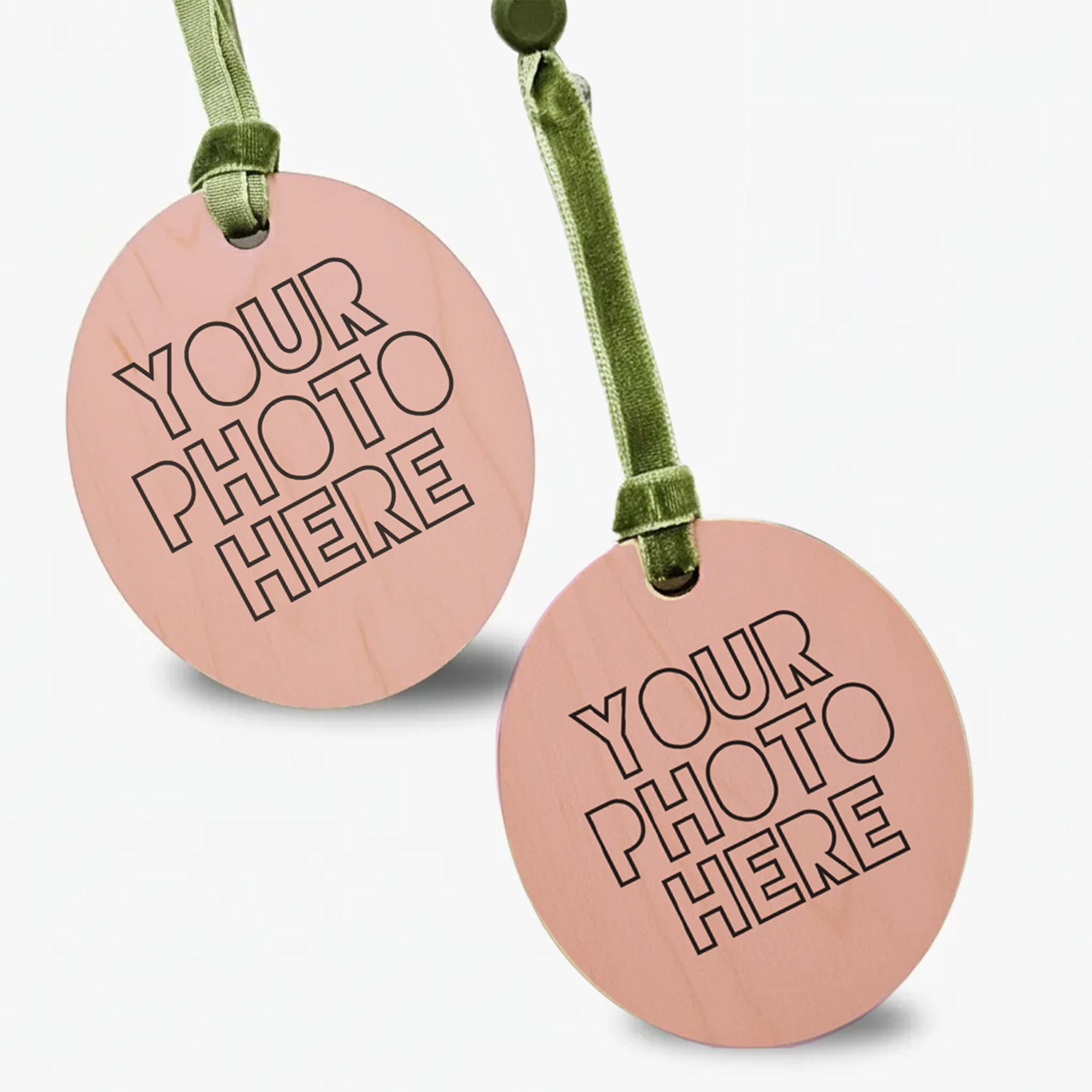 Personalized Photo on Oval Birch Wood Ornament